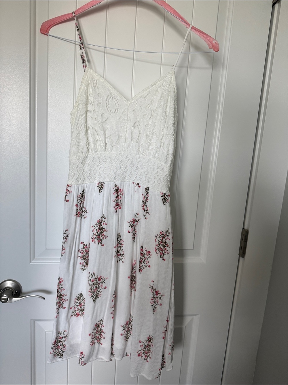 Maurices White Lace Floral-Trim Sundress